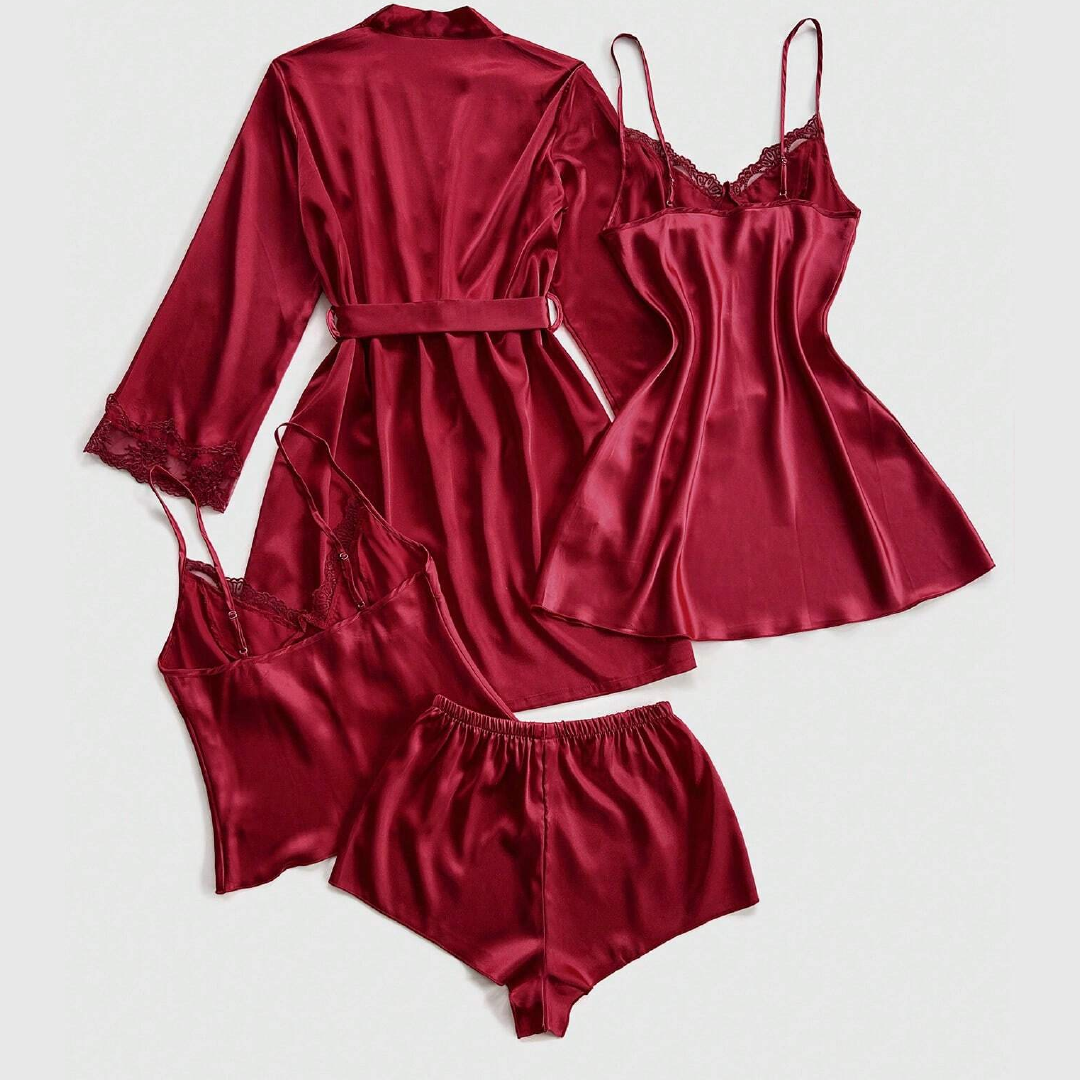 V-Neck Faux Silk Camisole Nightgown