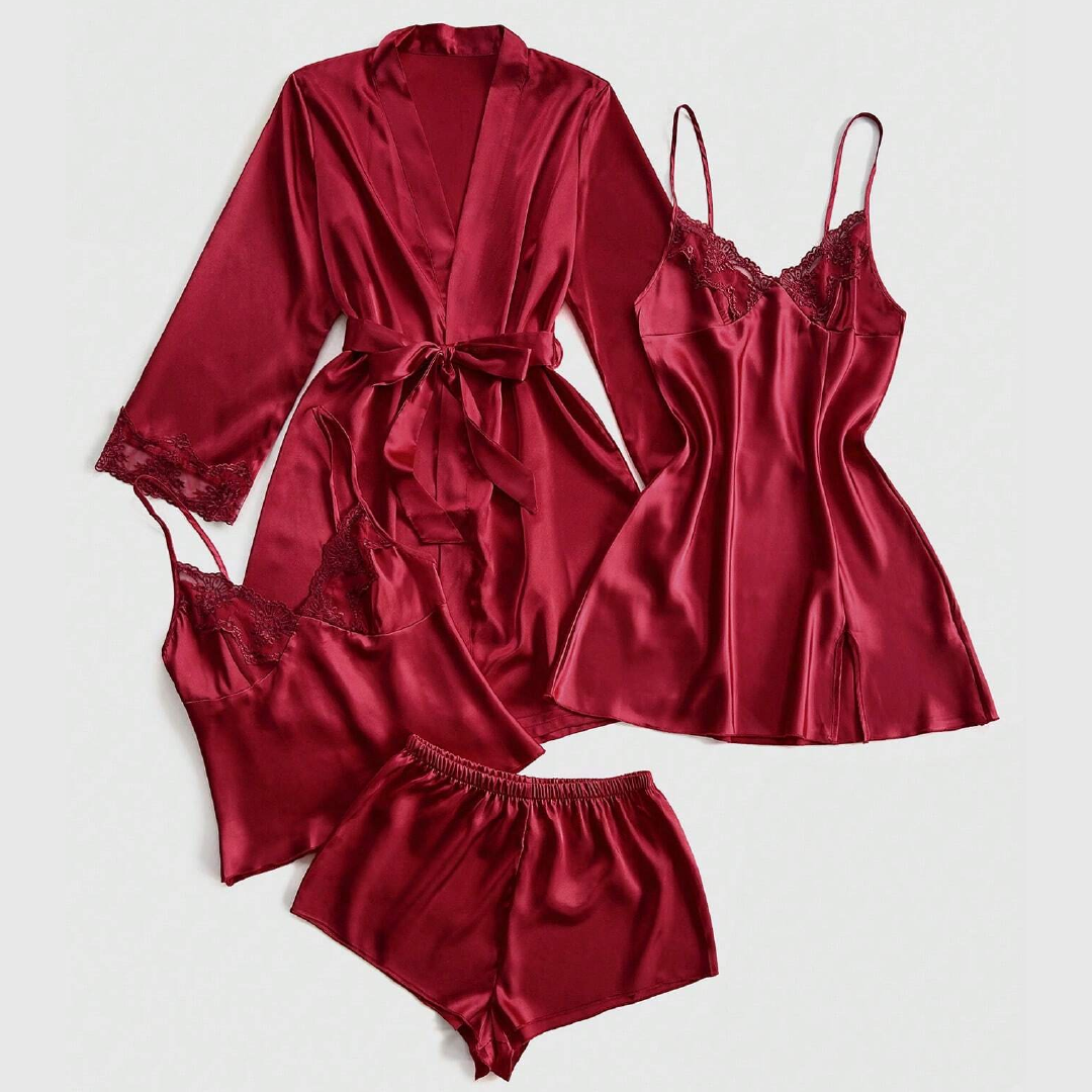 V-Neck Faux Silk Camisole Nightgown