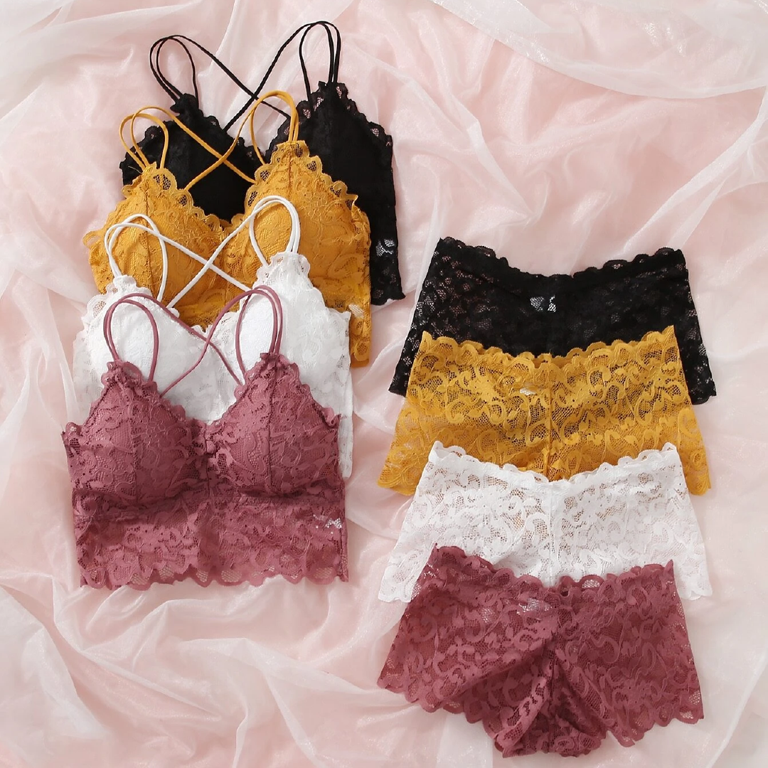 Floral Lace  Bra & shorts Lingerie Set