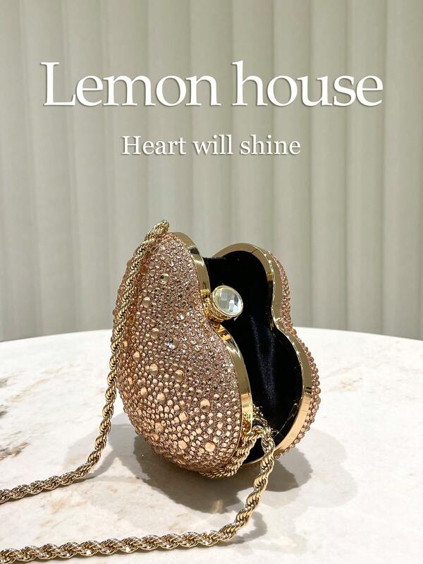 Rhinestone Heart Shaped Clutch Bag