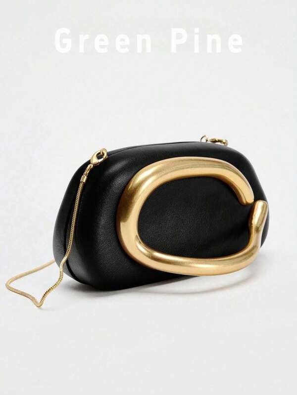 SHEIN Black PU Leather Clutch Bag
