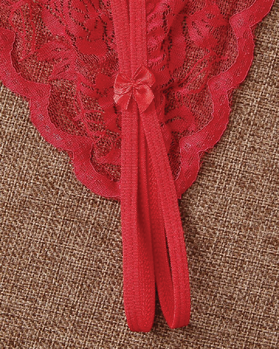 2pcs Floral Lace Crotchless Thong Set (Random)