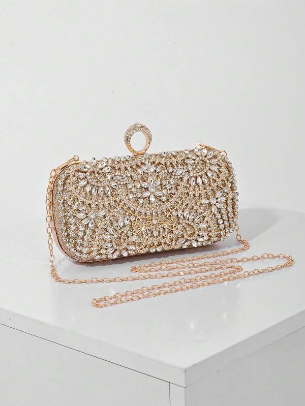 Elegant Women's Crystal Decorated Evening Clutch