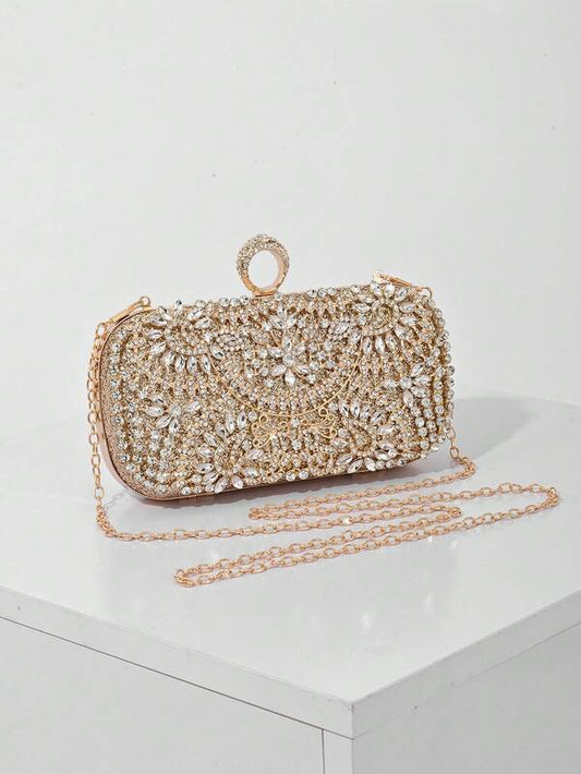 Elegant Women's Crystal Decorated Evening Clutch