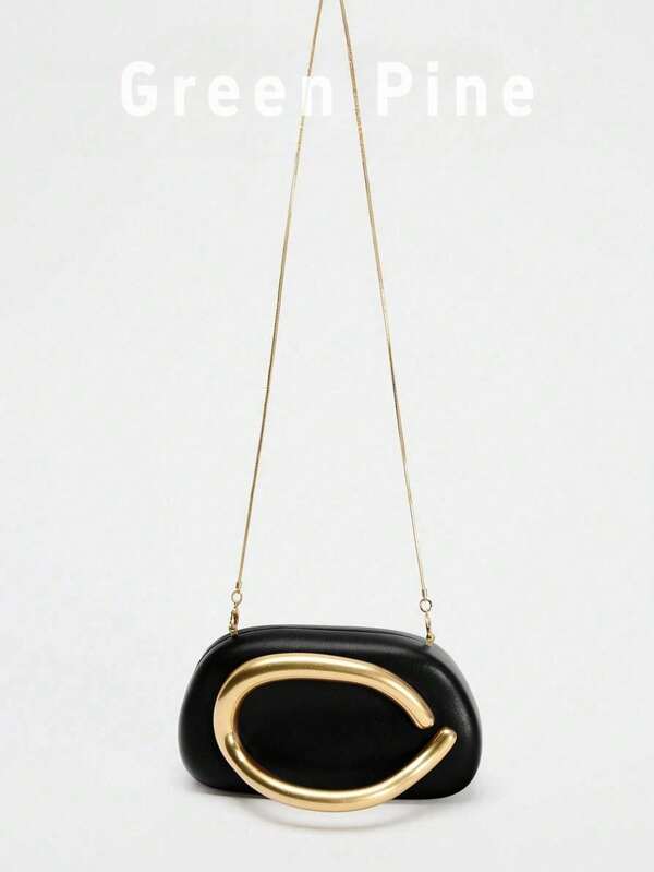 SHEIN Black PU Leather Clutch Bag