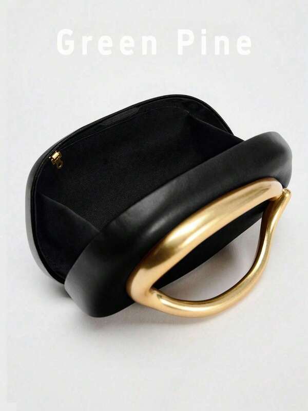 SHEIN Black PU Leather Clutch Bag