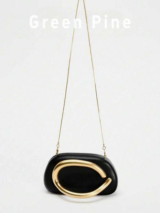 SHEIN Black PU Leather Clutch Bag