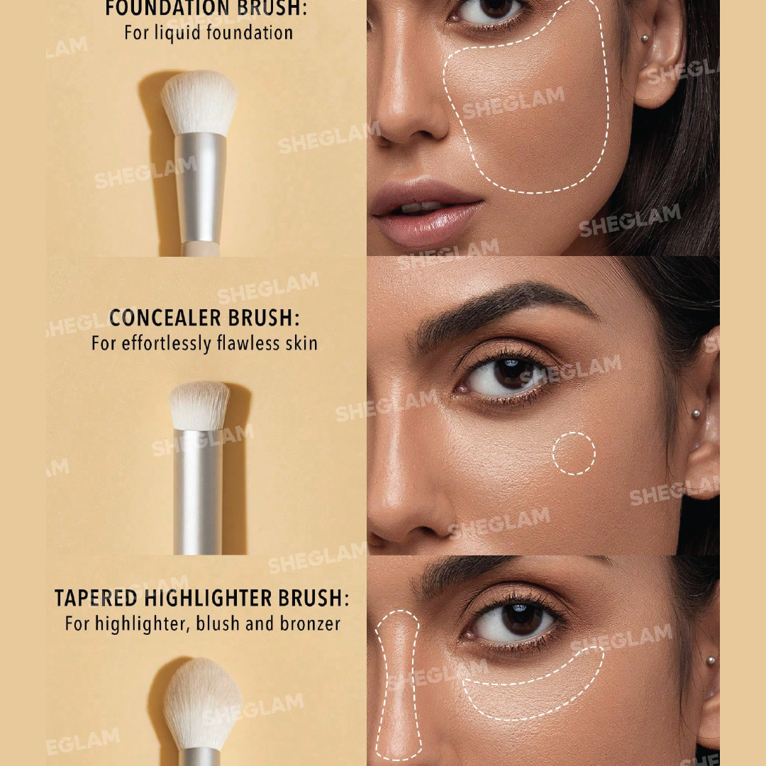 Glam 101 Face Essentials Brush Set With Bag