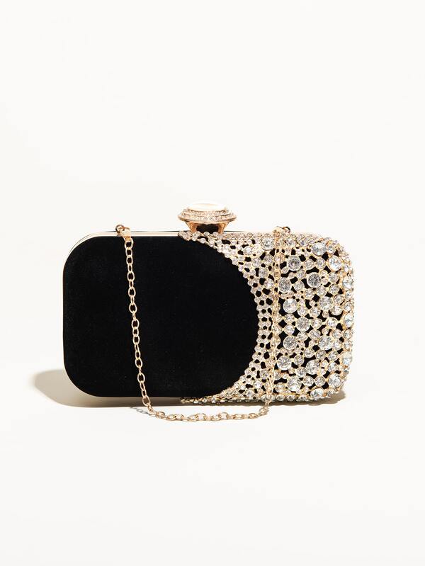 Lightweight Rhinestone Decor Bucket Bag