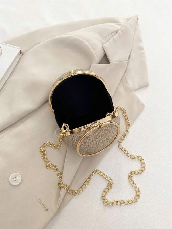 Lightweight Business Casual Rhinestone Decor Bucket Bag
