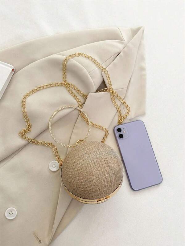 Lightweight Business Casual Rhinestone Decor Bucket Bag