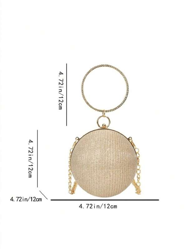 Lightweight Business Casual Rhinestone Decor Bucket Bag