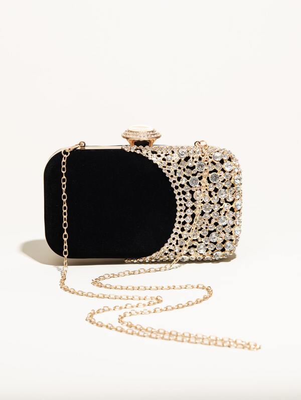 Lightweight Rhinestone Decor Bucket Bag