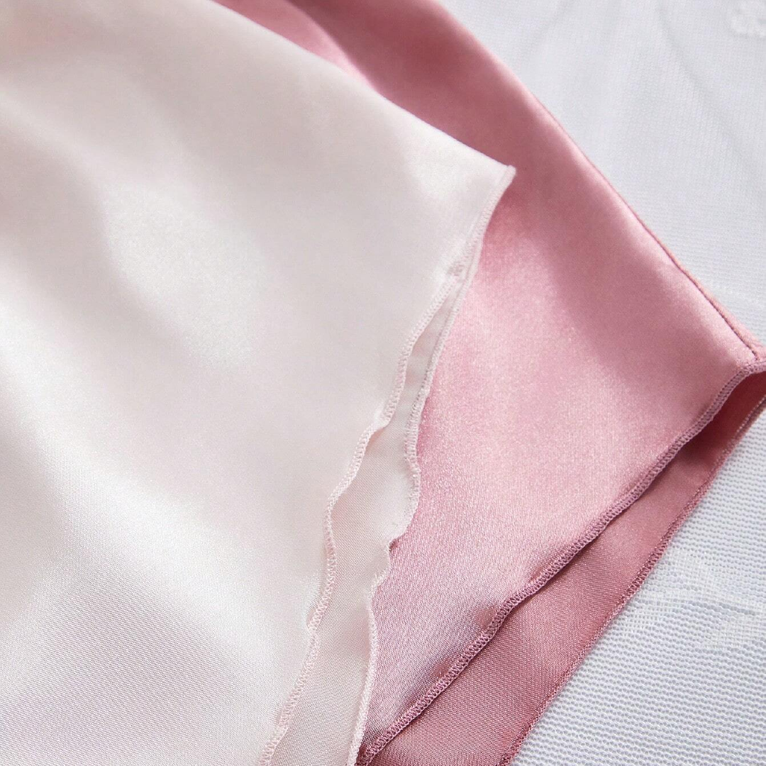 Solid Color Silk Camisole And Shorts Pajama Set