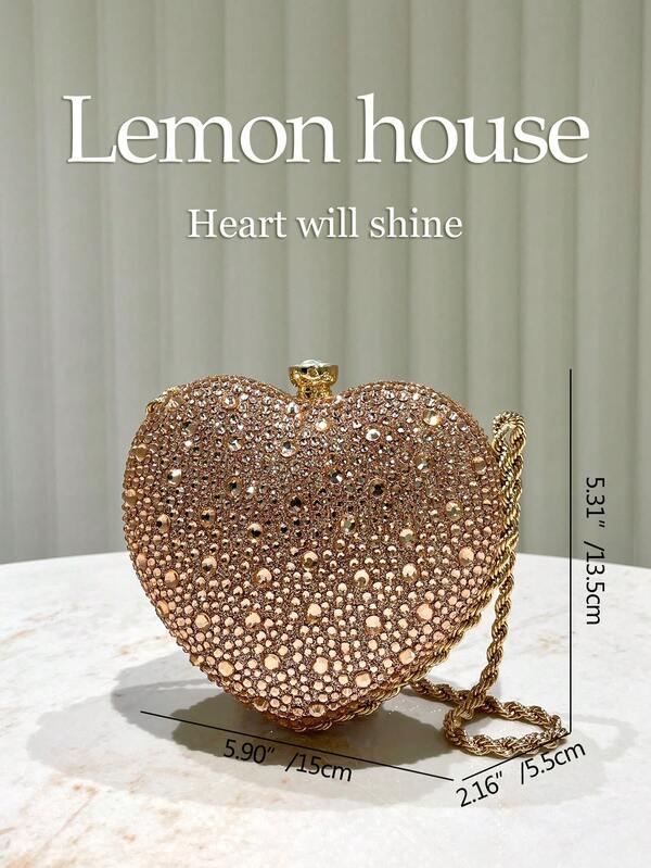 Rhinestone Heart Shaped Clutch Bag
