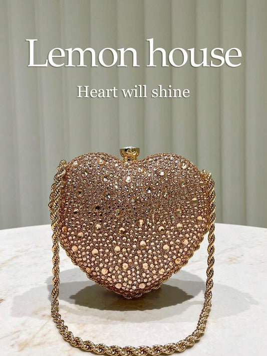 Rhinestone Heart Shaped Clutch Bag