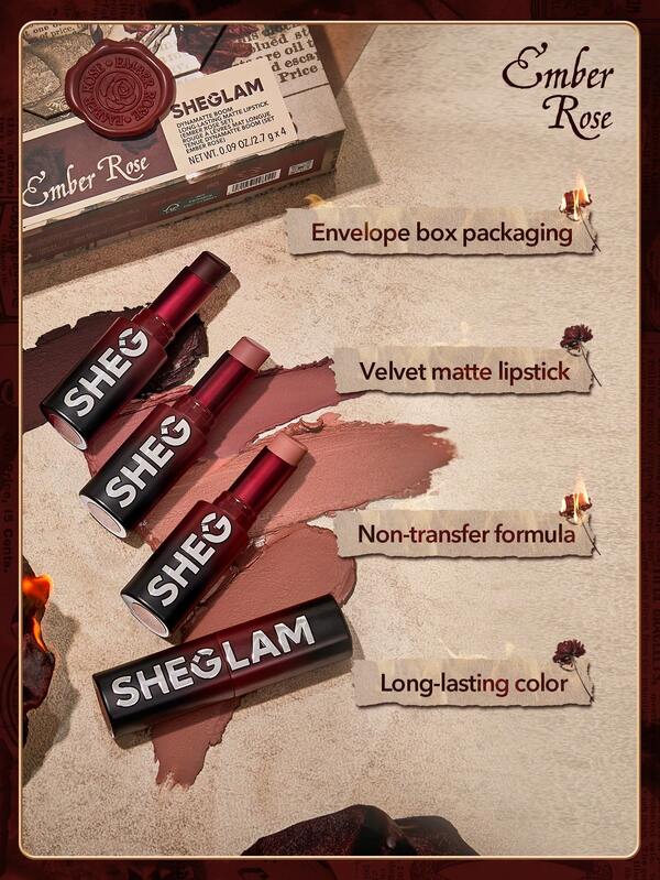 SHEGLAM Dynamatte Boom Long-Lasting Matte Lipstick (Ember Rose Set)
