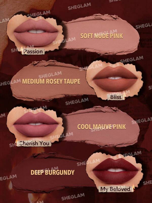 SHEGLAM Dynamatte Boom Long-Lasting Matte Lipstick (Ember Rose Set)