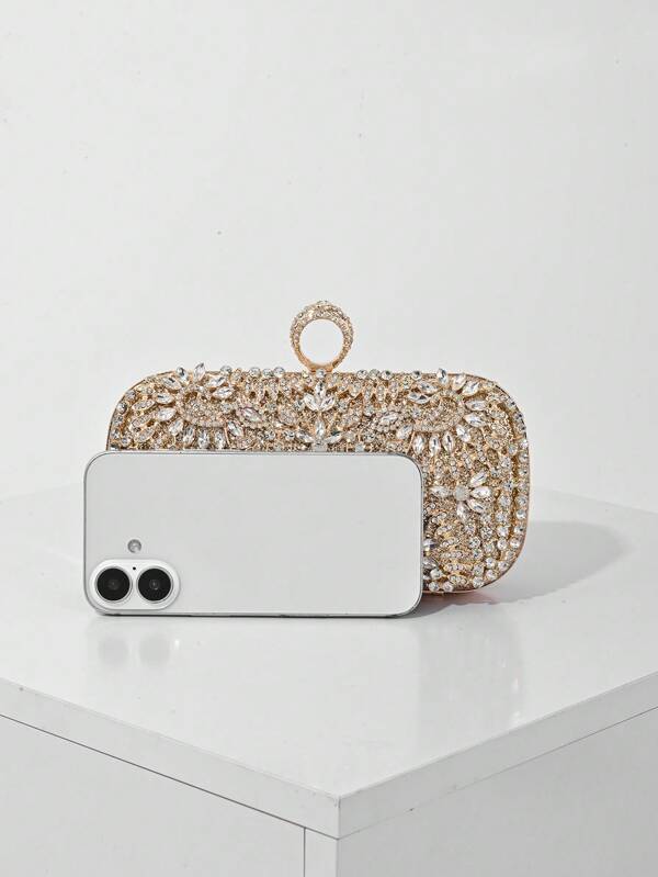 Elegant Women's Crystal Decorated Evening Clutch