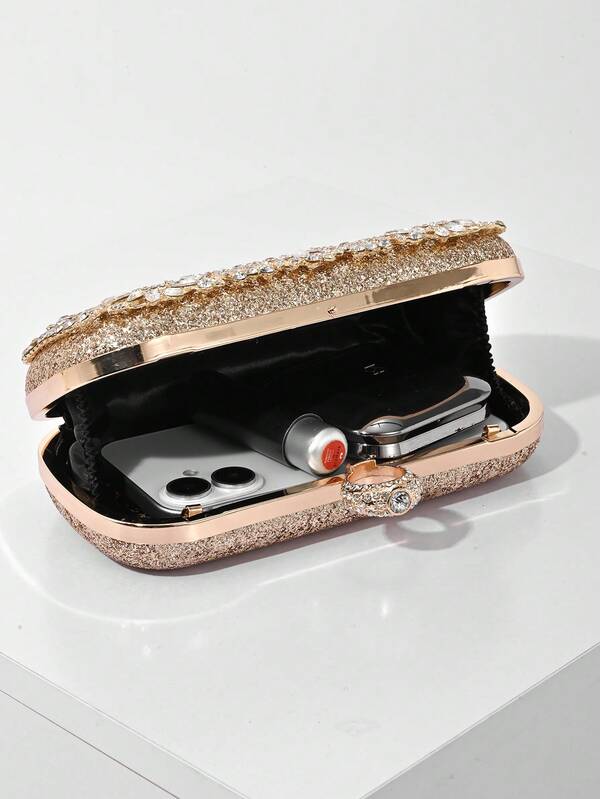 Elegant Women's Crystal Decorated Evening Clutch
