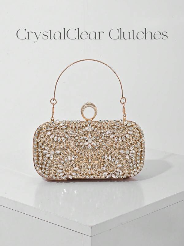 Elegant Women's Crystal Decorated Evening Clutch