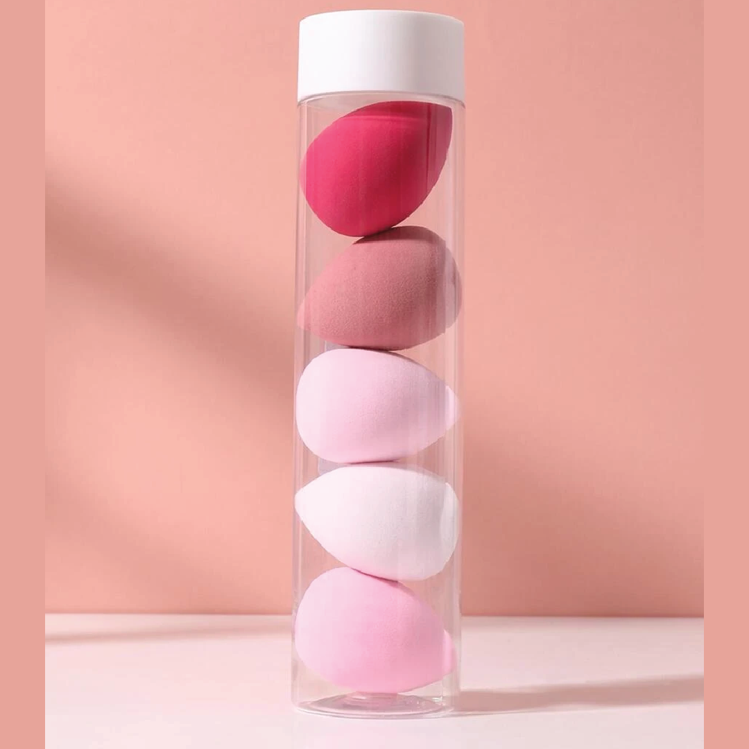 5pcs Makeup Sponge With Storage Bucket