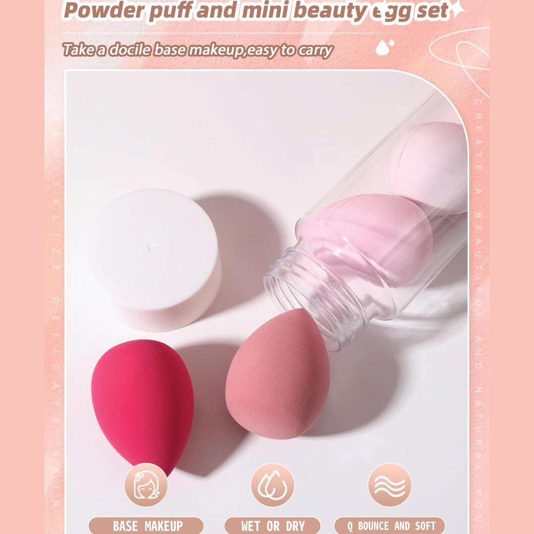 5pcs Makeup Sponge With Storage Bucket