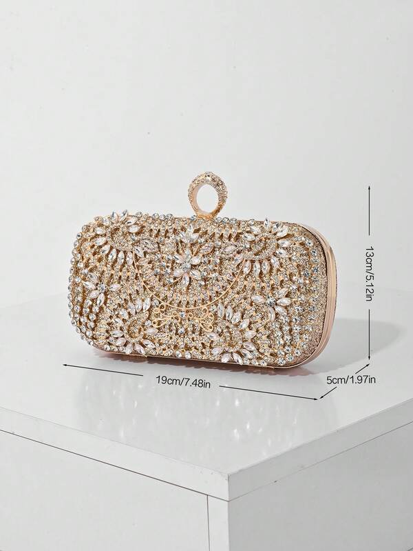 Elegant Women's Crystal Decorated Evening Clutch